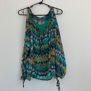 Summer Green Printed Sleeveless Blouse (NEW)